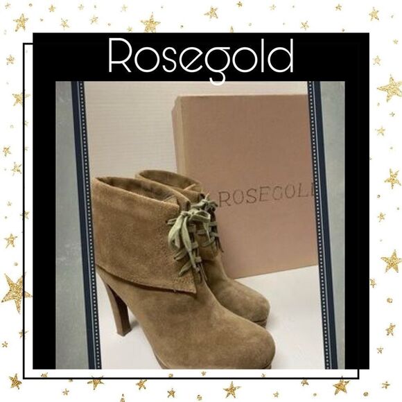 Rosegold Genie Taupe Suede Platform Booties 7.5 - Picture 1 of 8